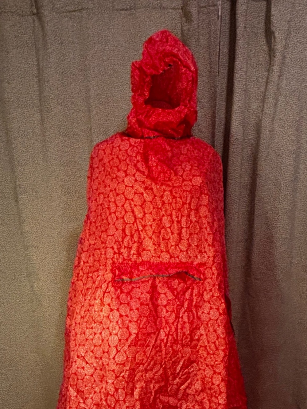 IKEA Family KNALLA Packable Hooded Rain Poncho Red Plaid-One Size